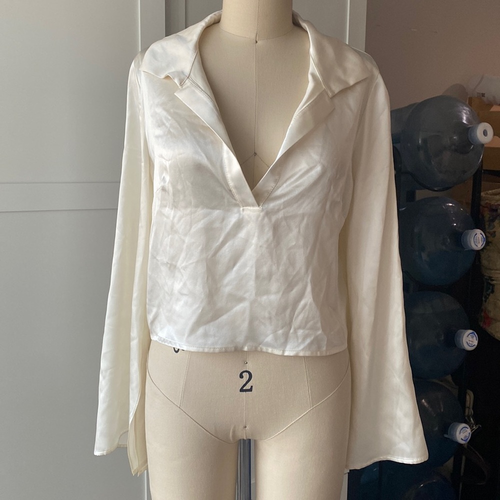 NWT Silk Jacq Swim Collar Long Sleeve
